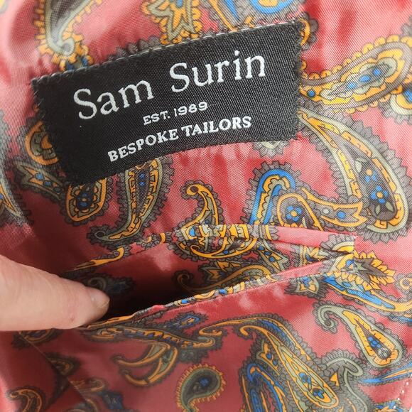 Sam Surin Bespoke Blazer Men 42 Gray Glen Plaid Luxury Wool Italy Jacket EUC - Picture 5 of 16